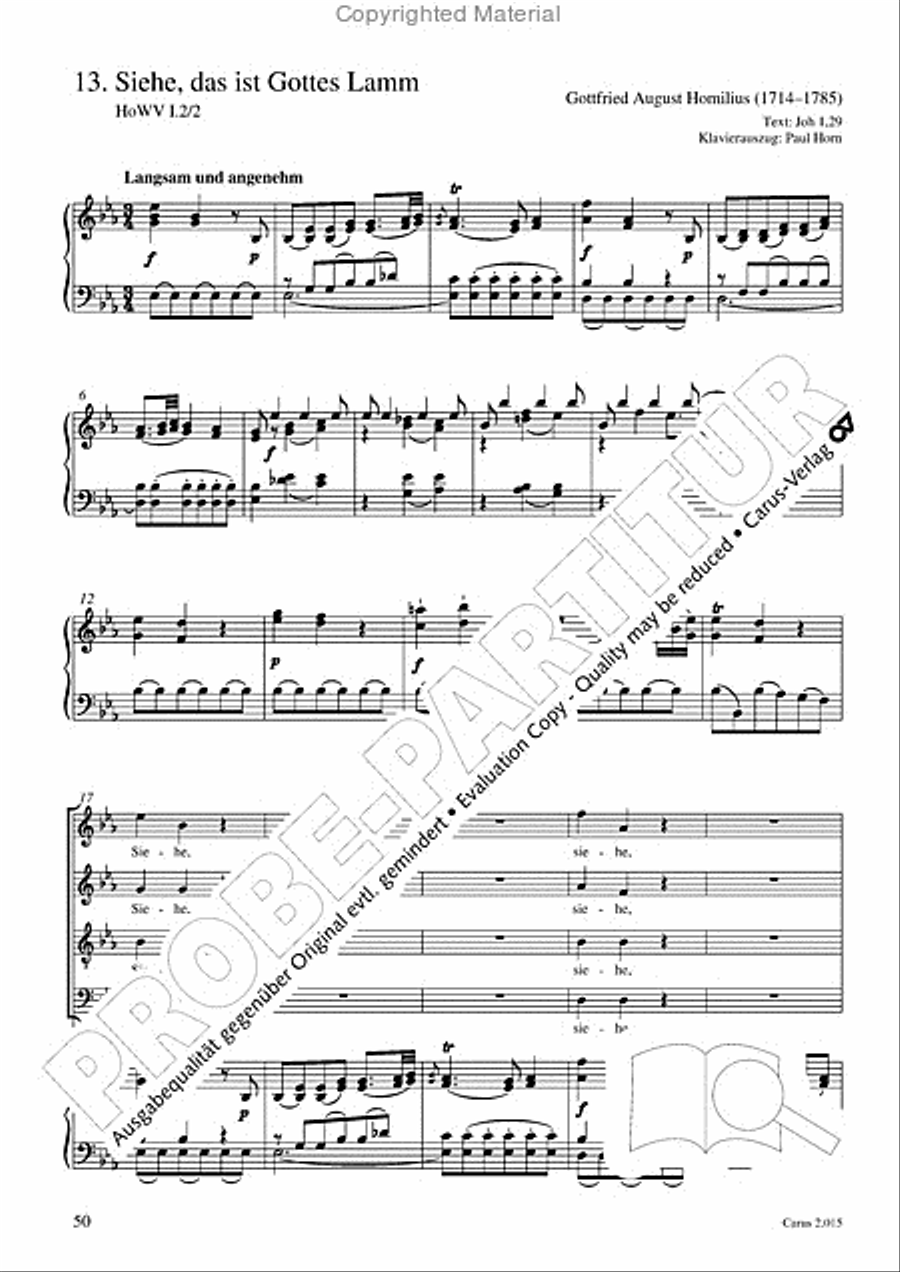 Carl Philipp Emanuel Bach & Gottfried August Homilius. Motets and Choruses Choir scores gallery preview page 52