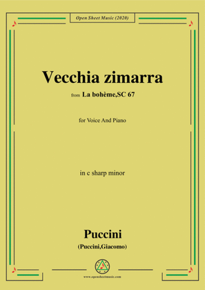 Book cover for Puccini-Vecchia zimarra,in c sharp minor,for Voice and Piano