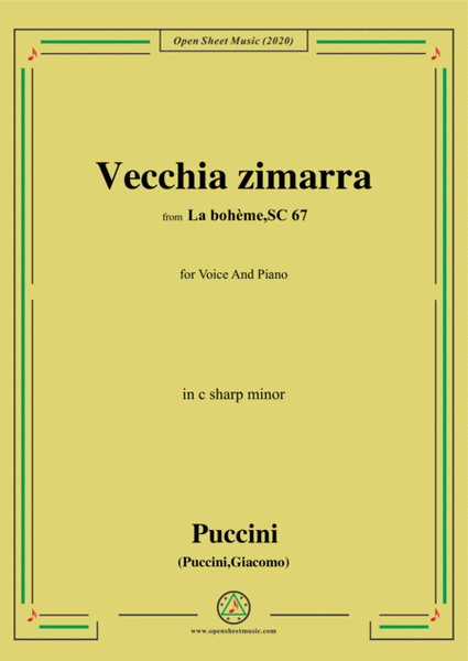 Puccini-Vecchia zimarra,in c sharp minor,for Voice and Piano image number null