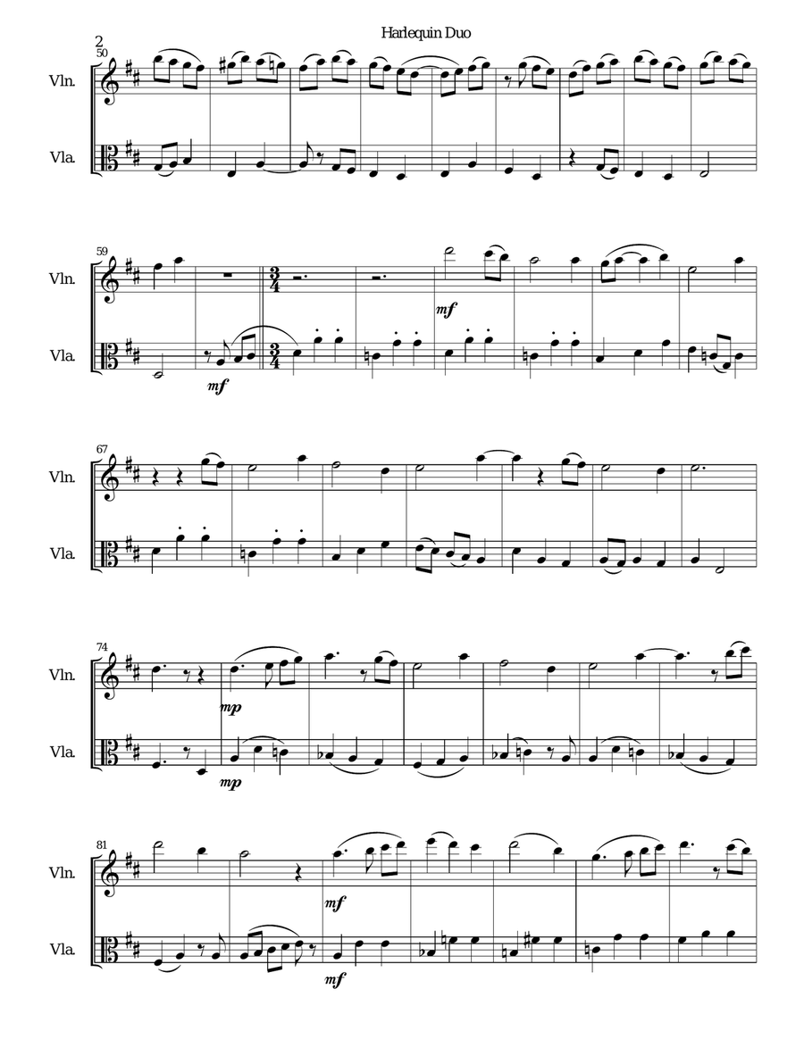 Harlequin Duo (Duetto d'Arlecchino) for violin and viola String Duet scores gallery preview page 2