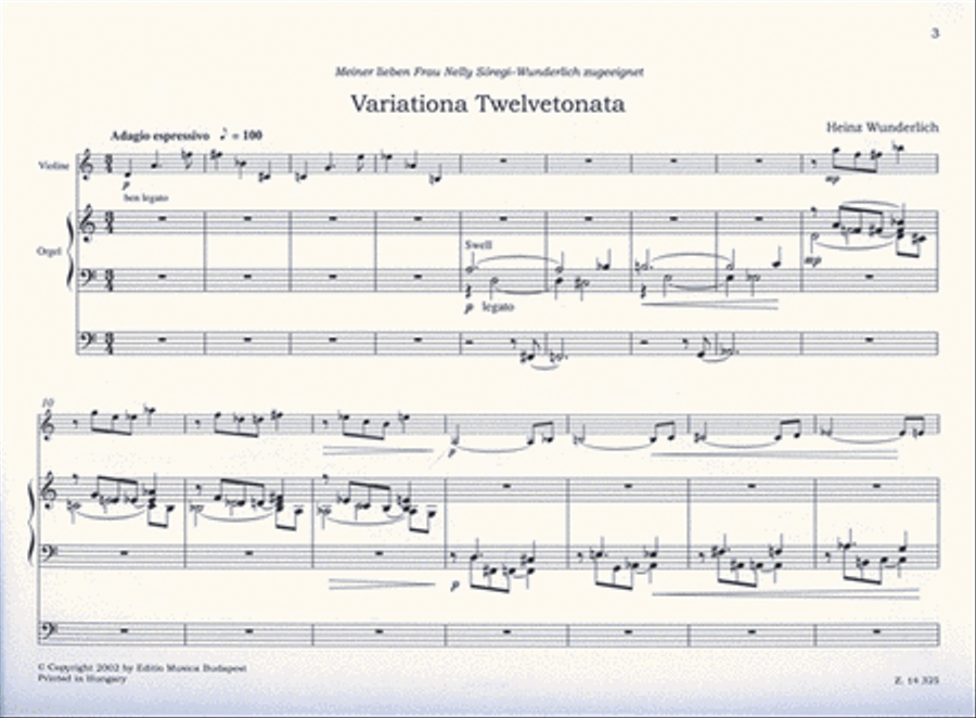 Variationa Twelvetonata für Violine und Orgel