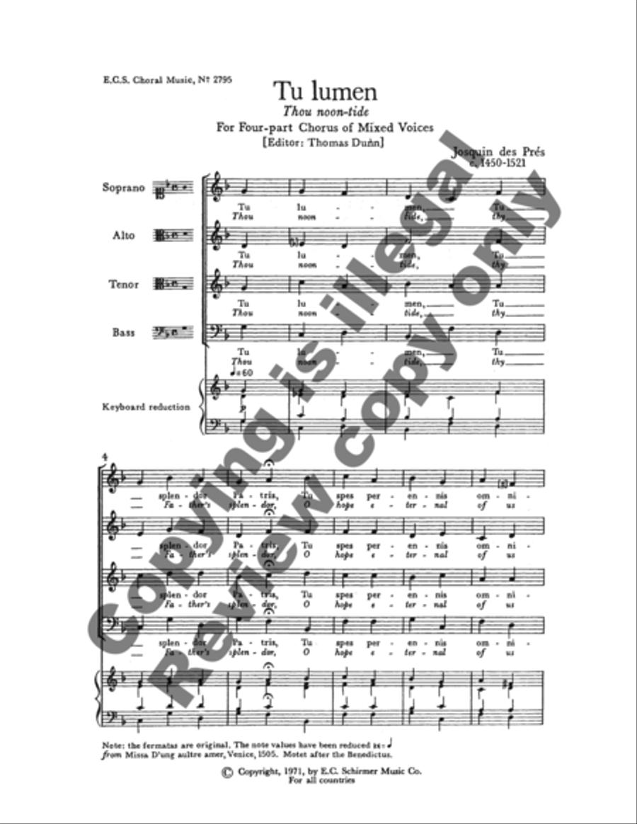 Tu lumen (Thou noon-tide) 4-Part scores gallery preview page 4