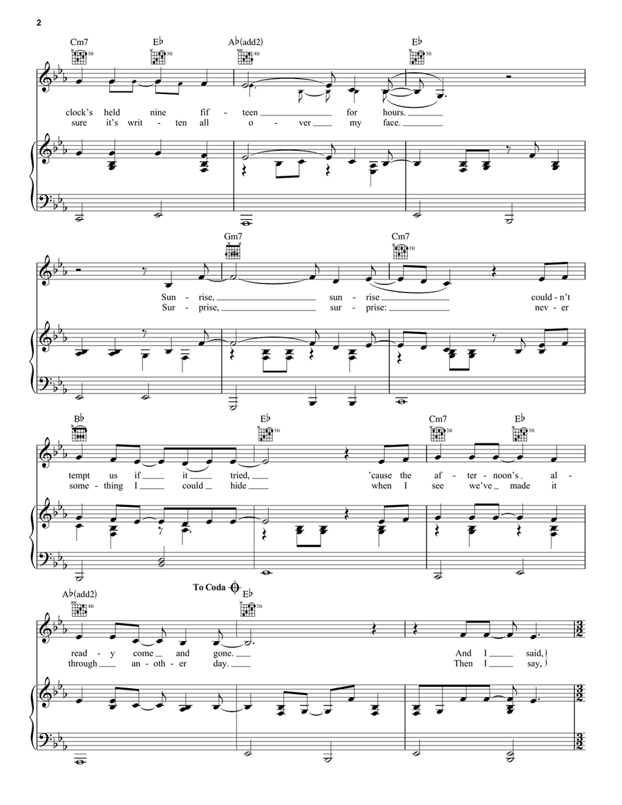 Sunrise Piano, Vocal, Guitar scores gallery preview page 2