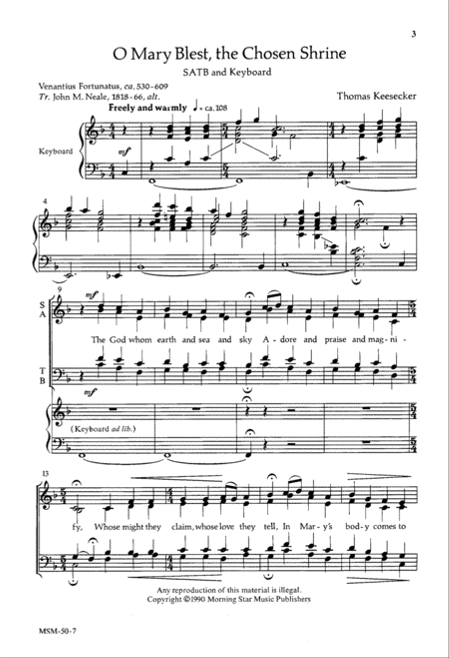 O Mary Blest, the Chosen Shrine 4-Part scores gallery preview page 1