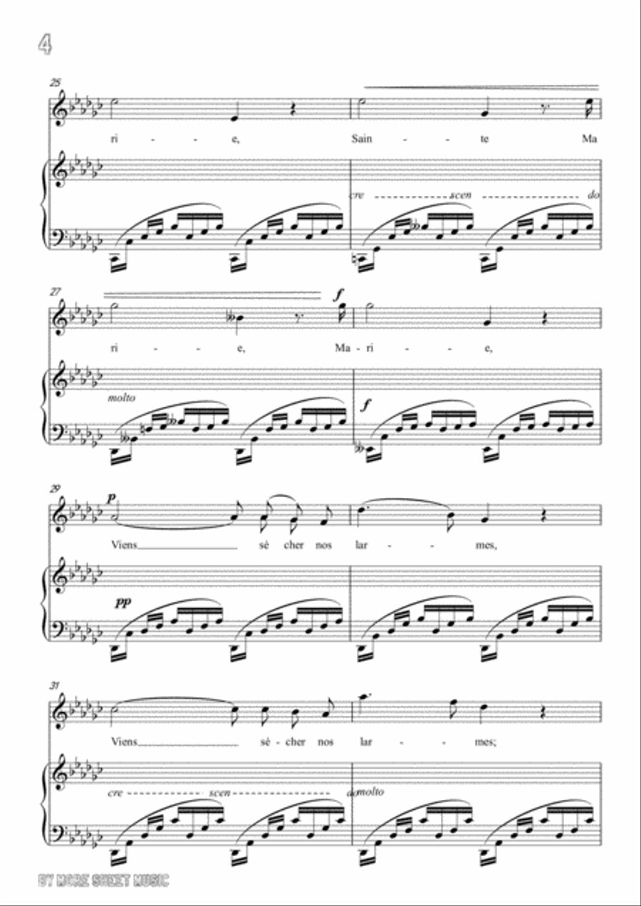 Gounod-Ave Maria in G flat Major,for Voice and Piano Voice Solo scores gallery preview page 6
