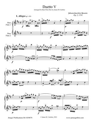 Quantz: Duetto Op. 2 No. 5 for Bass Flute Duo