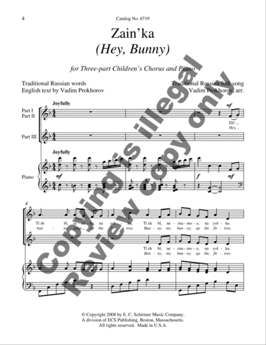 Zain'ka (Hey, Bunny) SSA scores gallery preview page 3