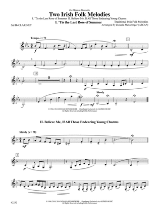 Two Irish Folk Melodies: 3rd B-flat Clarinet