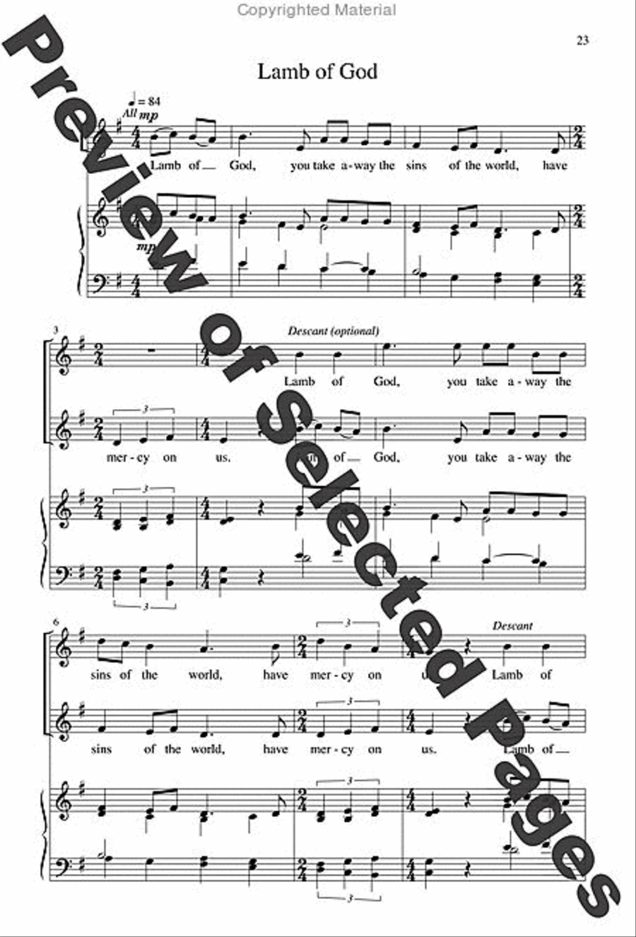 Mass for a Servant Church - Choral / Accompaniment edition 4-Part scores gallery preview page 16