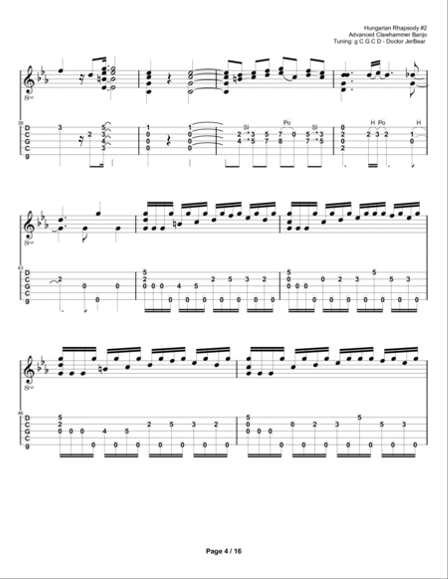 Doctor JerBear--Hungarian Rhapsody #2--Advanced Clawhammer Banjo Banjo scores gallery preview page 4
