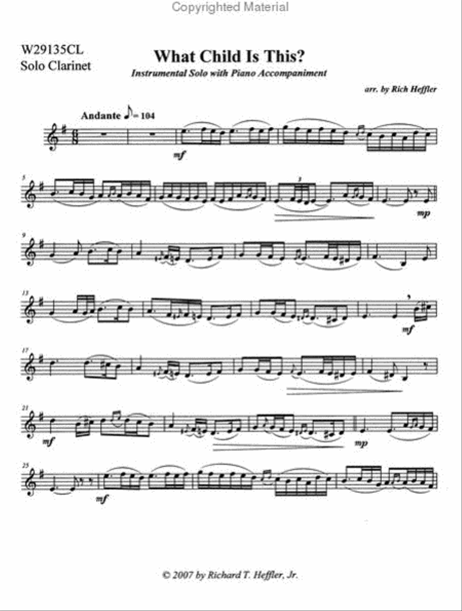 What Child Is This? Clarinet Solo scores gallery preview page 2