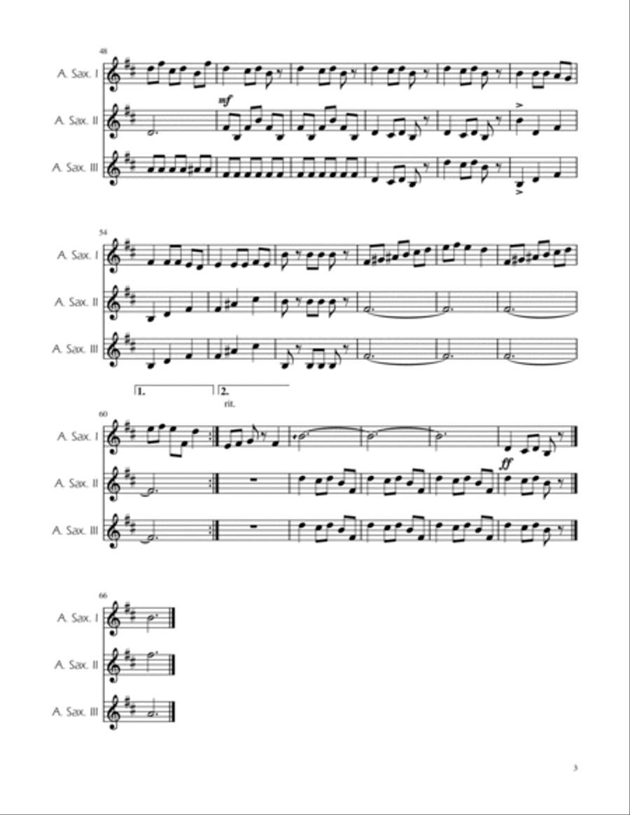 Carol of the Bells - Sax Trio Woodwind Trio scores gallery preview page 3