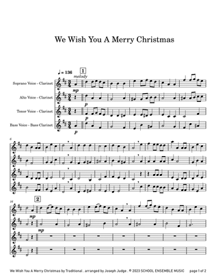 Book cover for We Wish You A Merry Christmas for Clarinet Quartet in Schools