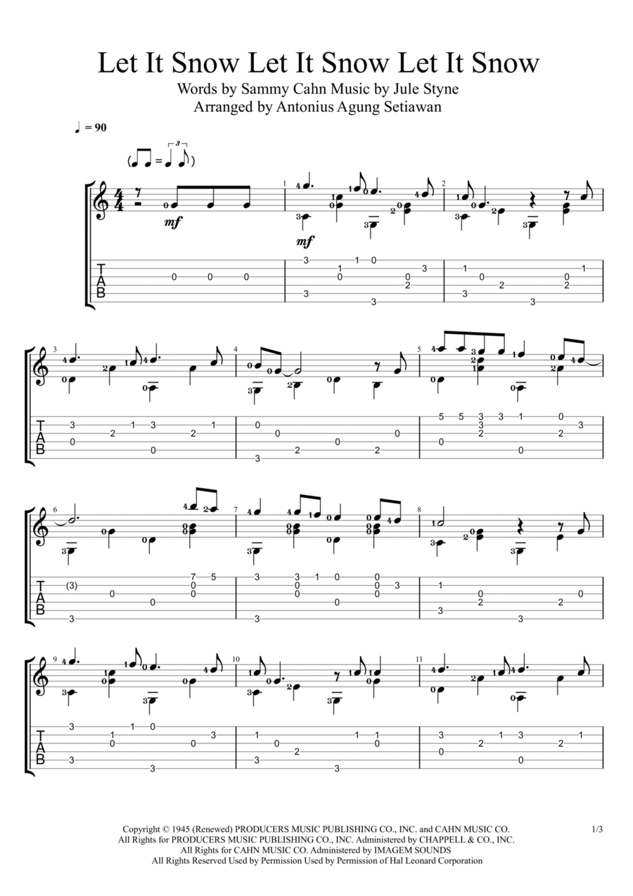 Let It Snow! Let It Snow! Let It Snow! Guitar Tablature scores gallery preview page 1
