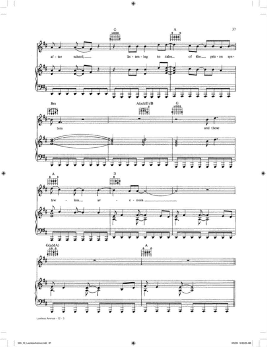 Lawless Avenues Lawless Avenues Piano, Vocal, Guitar scores gallery preview page 3