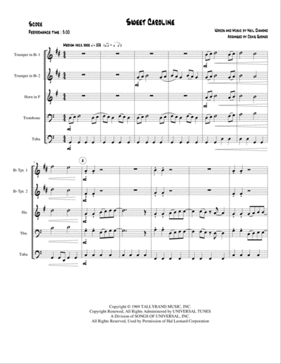 Sweet Caroline Brass Ensemble scores gallery preview page 3