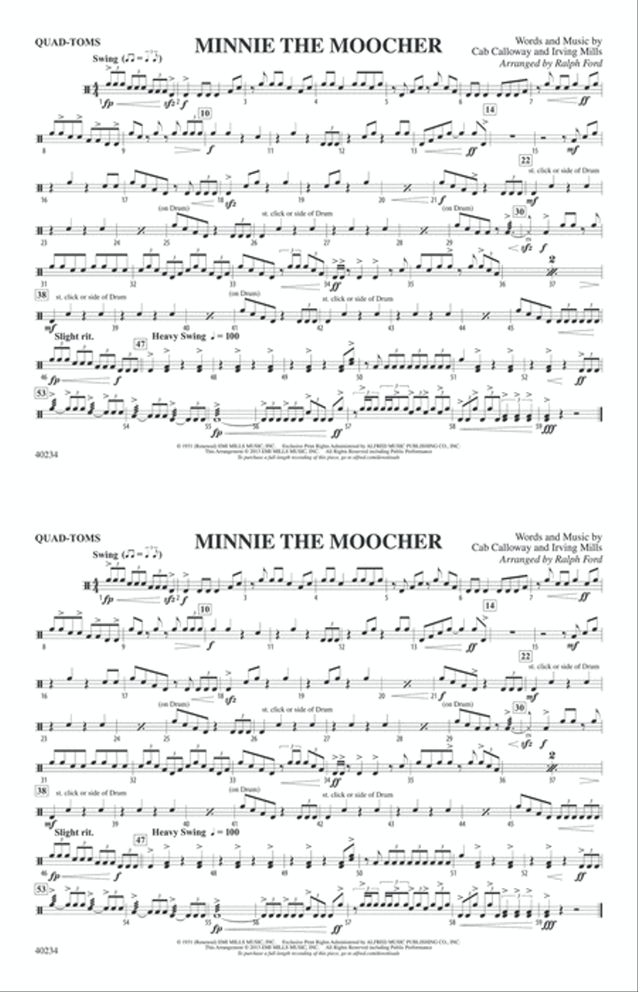 Minnie the Moocher: Quad-Toms Marching Band scores gallery preview page 1