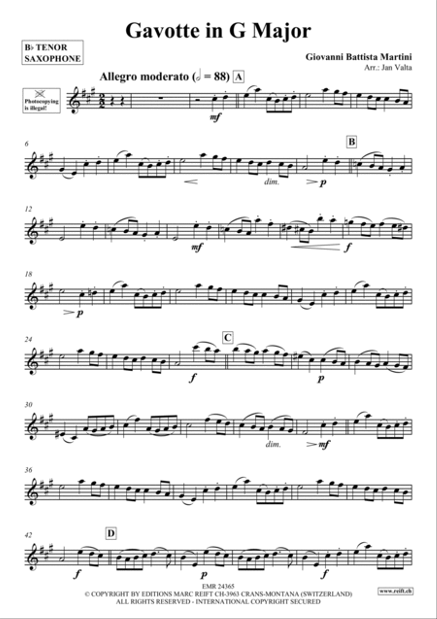 Gavotte in G Major Tenor Saxophone scores gallery preview page 2