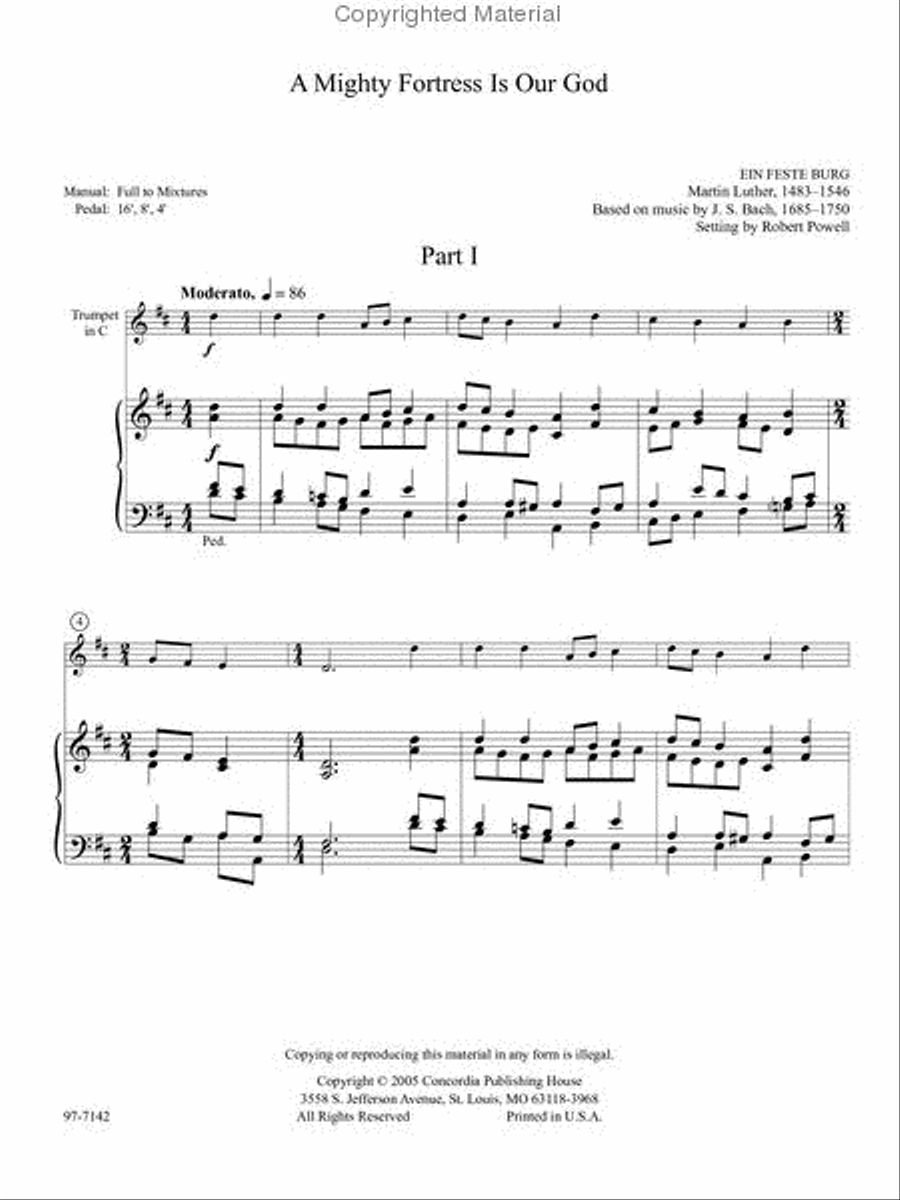 A Mighty Fortress Is Our God: Reformation Suite for Organ and Trumpet in Seven Movements Trumpet scores gallery preview page 2