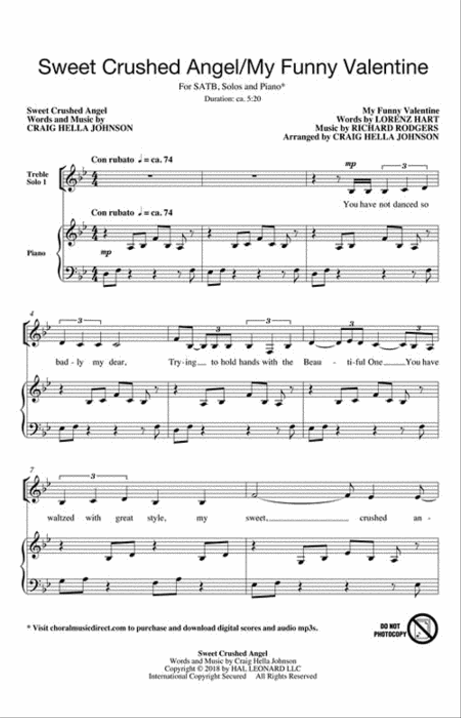 Sweet Crushed Angel/My Funny Valentine 4-Part scores gallery preview page 2