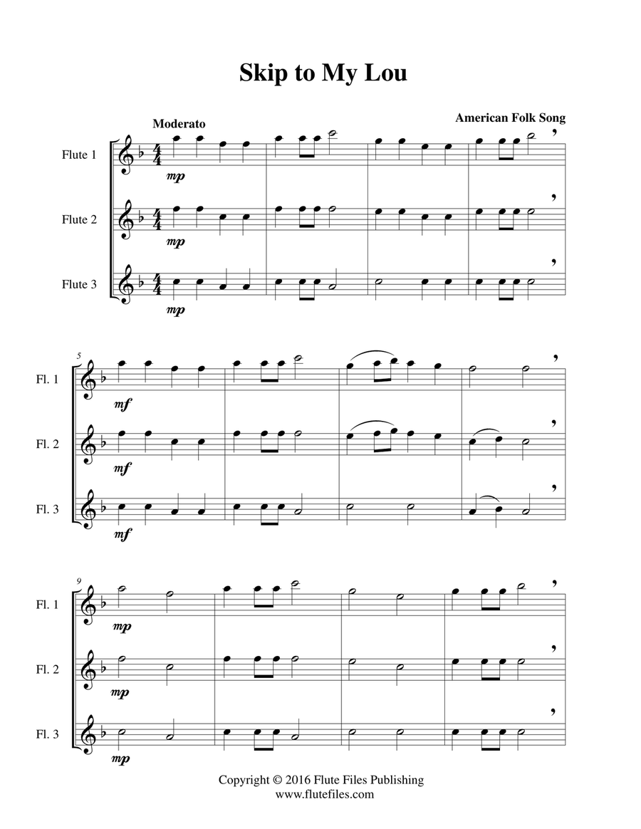 Skip to My Lou - Flute Trio Flute Trio scores gallery preview page 3