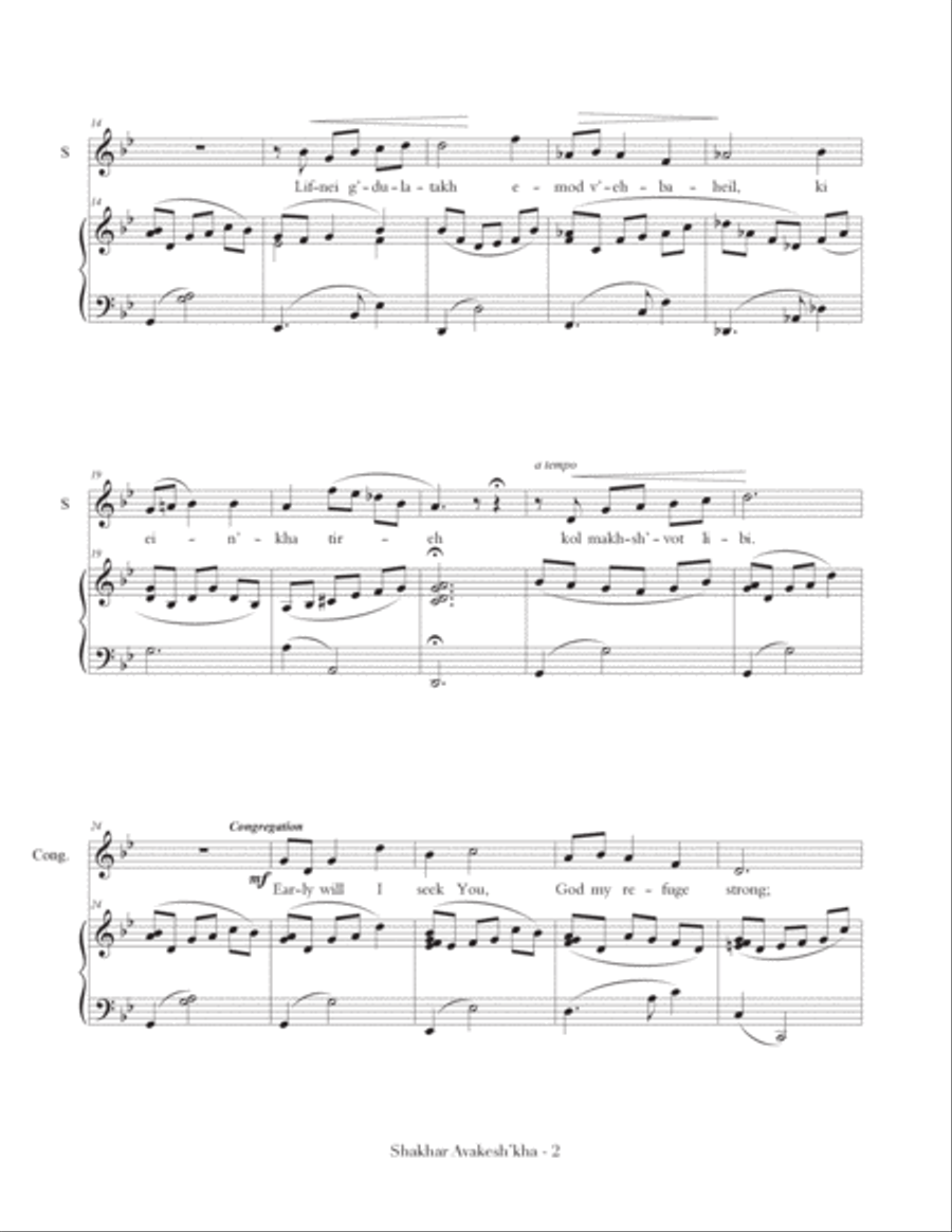 Shakhar Avakesh'kha (Early Will I Seek You) Piano scores gallery preview page 2