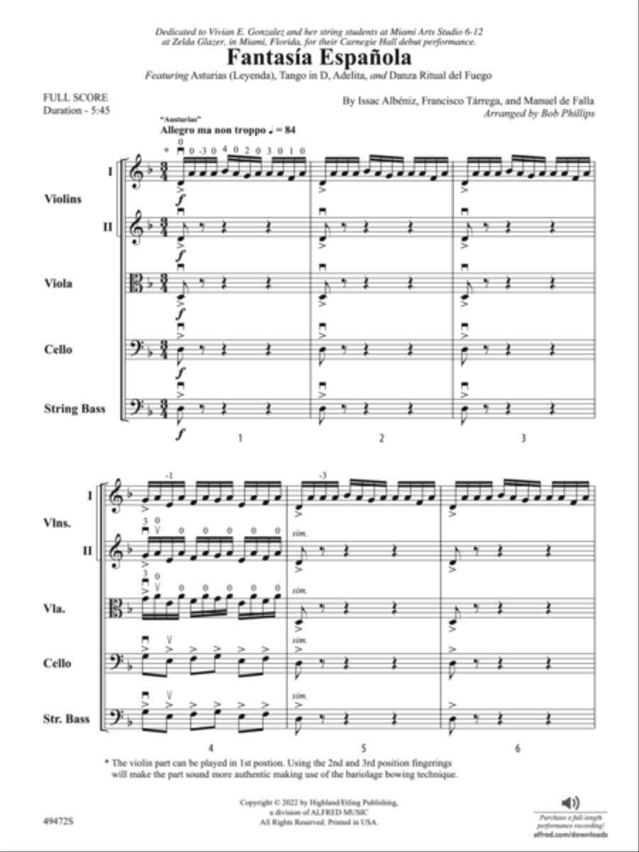 Fantasía Española: Score Fantasía Española: Score String Orchestra scores gallery preview page 3