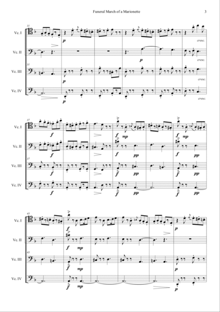 Funeral March of a Marionette Cello scores gallery preview page 3