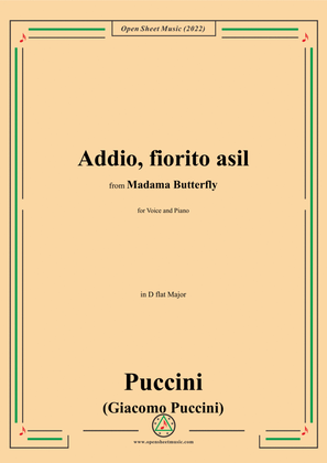 Book cover for Puccini-Addio,fiorito asil,in D flat Major,from 'Madama Butterfly,SC 74',for Voice and Piano