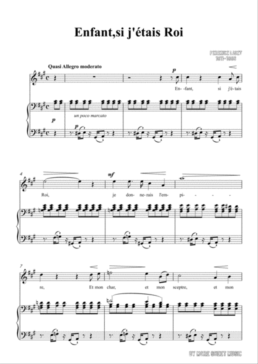 Liszt-Enfant,si j'étais Roi in A Major,for Voice and Piano Voice Solo scores gallery preview page 3