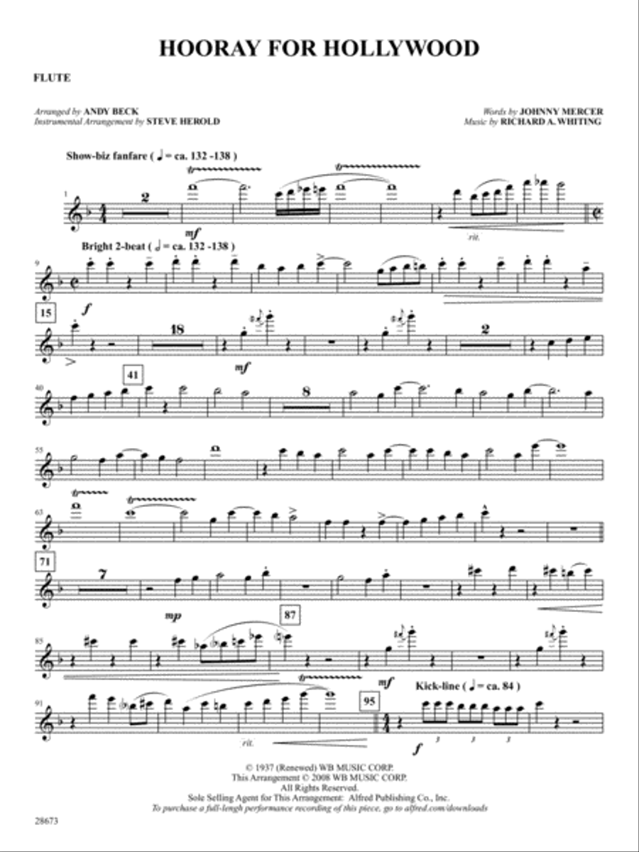 Hooray for Hollywood: Flute Flute scores gallery preview page 1