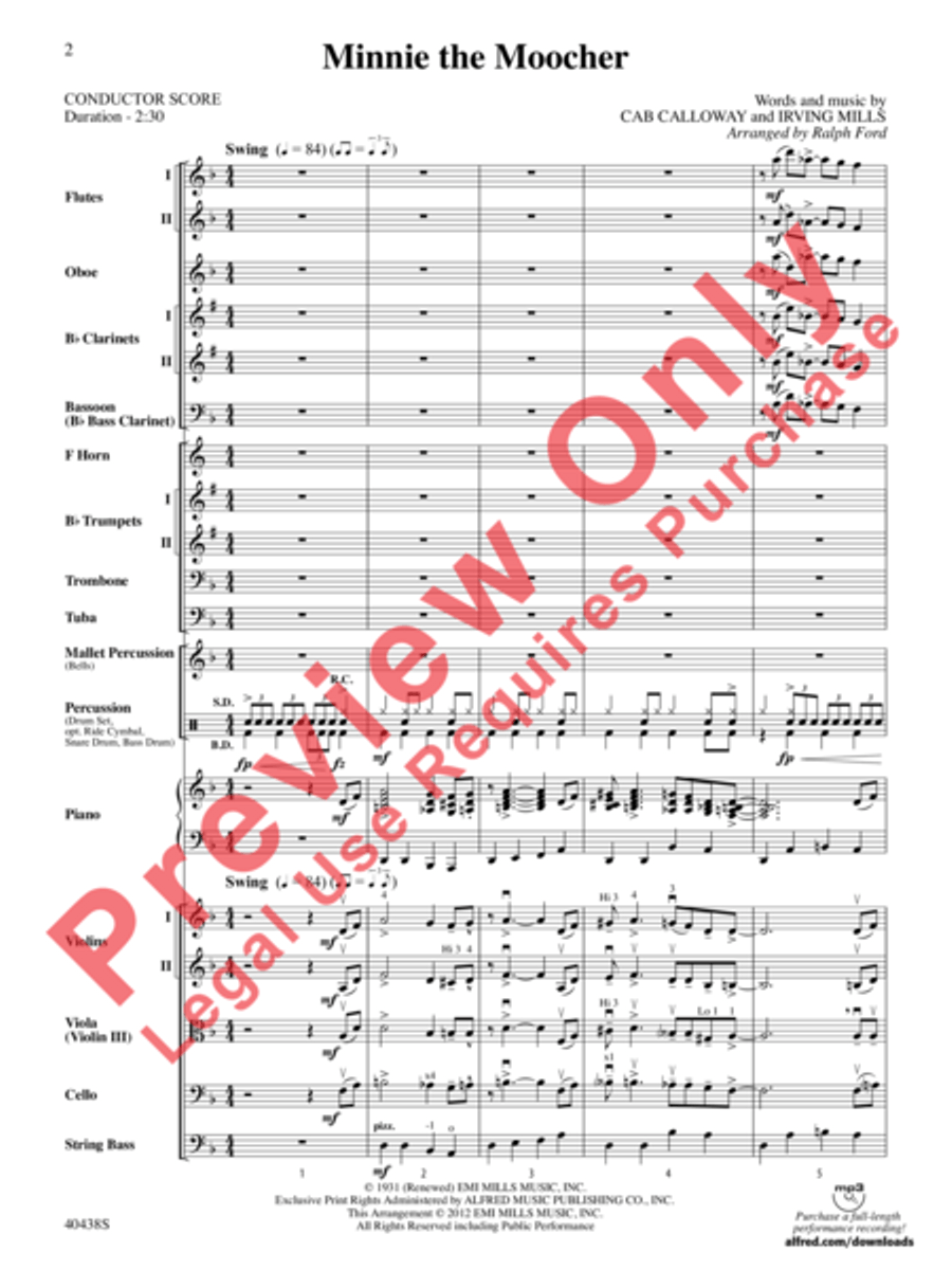 Minnie the Moocher Full Orchestra scores gallery preview page 3