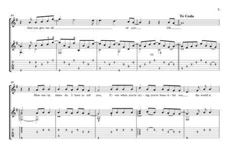 All Of Me by John Legend Guitar Tablature - Digital Sheet Music
