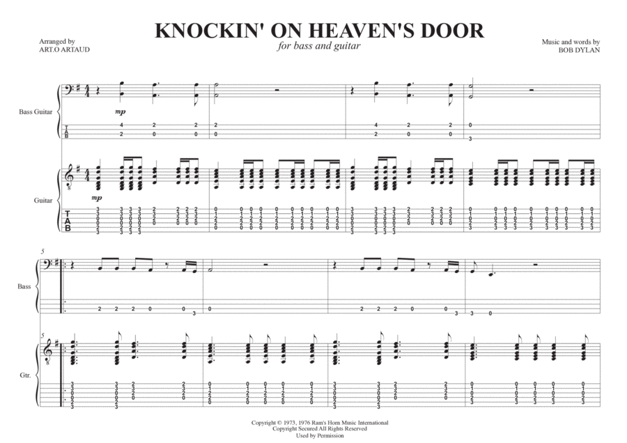 Knockin' On Heaven's Door String Duet scores gallery preview page 1