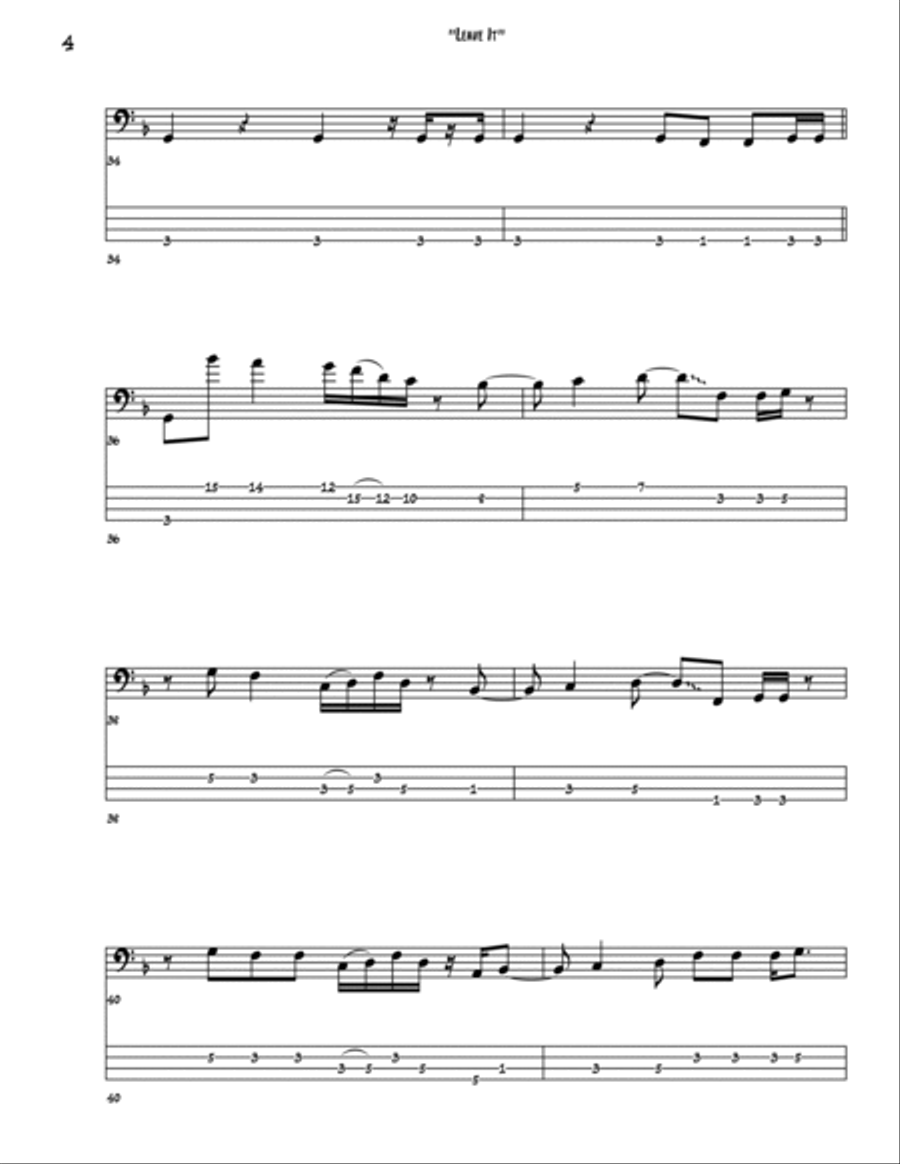 Leave It Bass Guitar scores gallery preview page 4