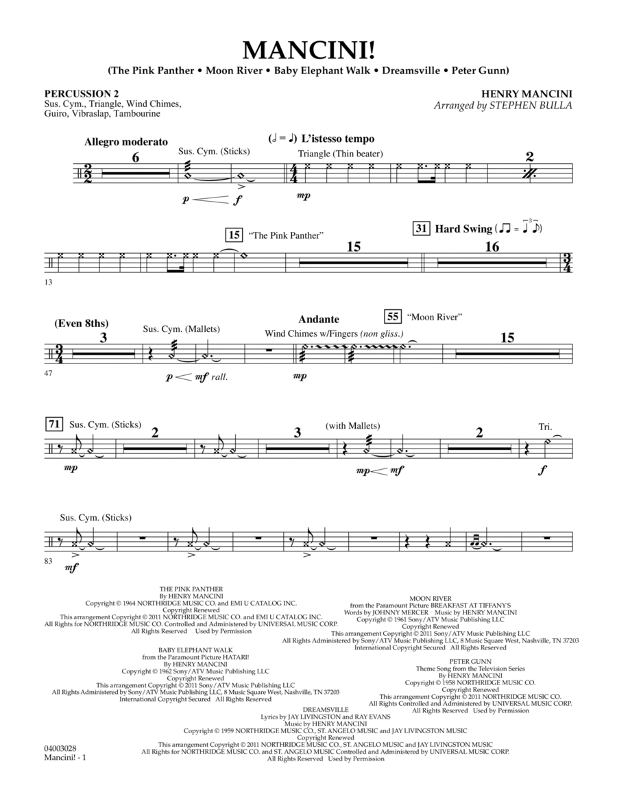 Mancini! - Percussion 2 Concert Band scores gallery preview page 1