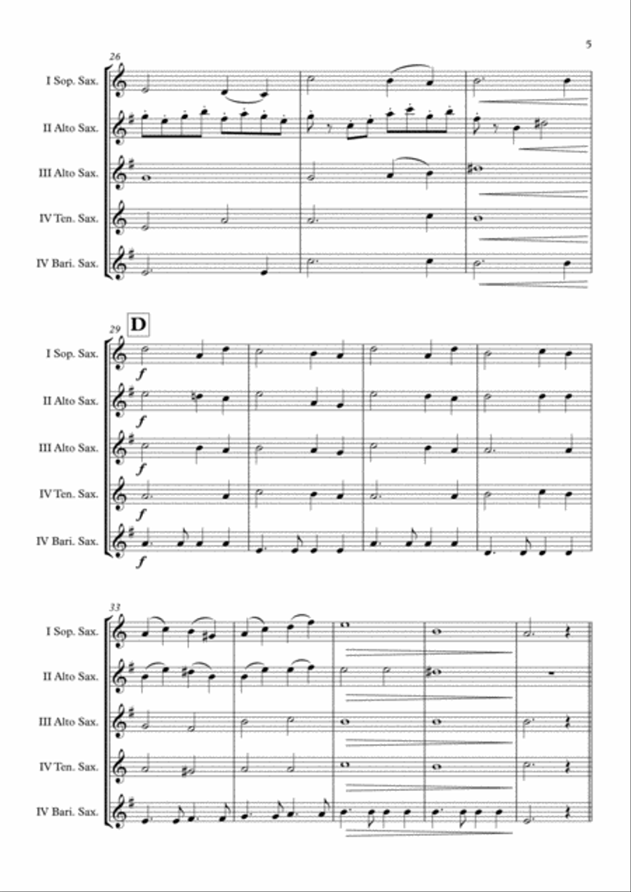For The Cause Saxophone Quintet scores gallery preview page 6