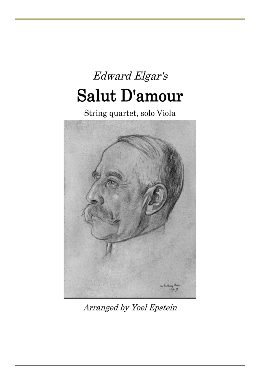 Salut D'amour by Elgar, arranged for string quartet (viola solo) String Quartet scores gallery preview page 1