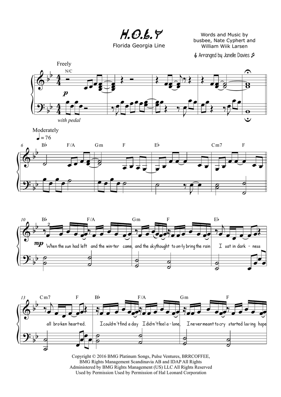 H.O.L.Y. Piano, Vocal scores gallery preview page 1