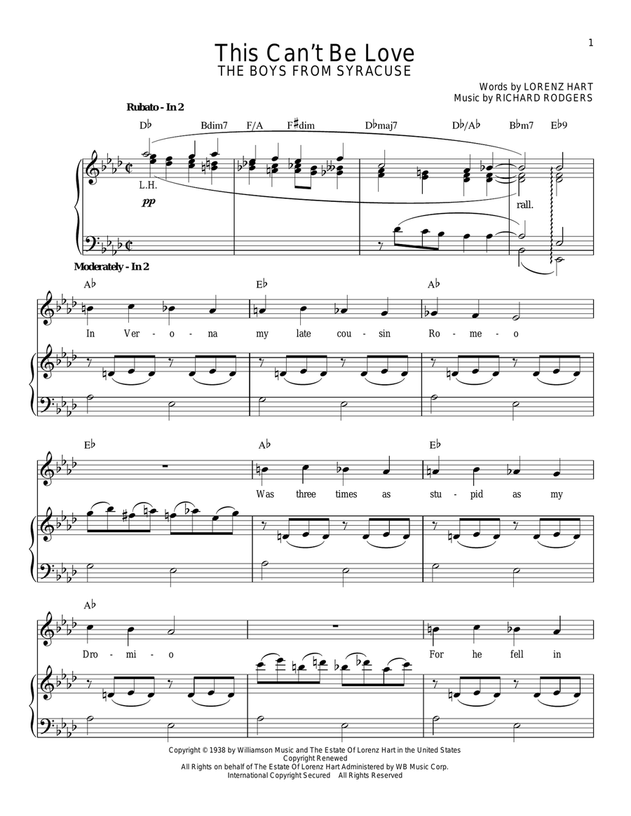 This Can't Be Love This Can't Be Love Piano, Vocal scores gallery preview page 1