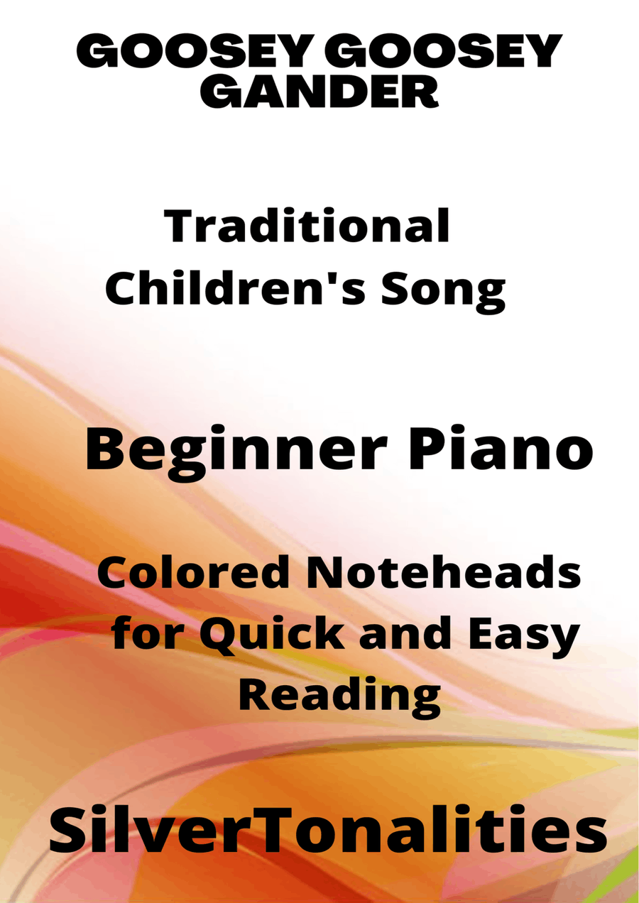 Goosey Goosey Gander Beginner Piano Sheet Music with Colored Notation