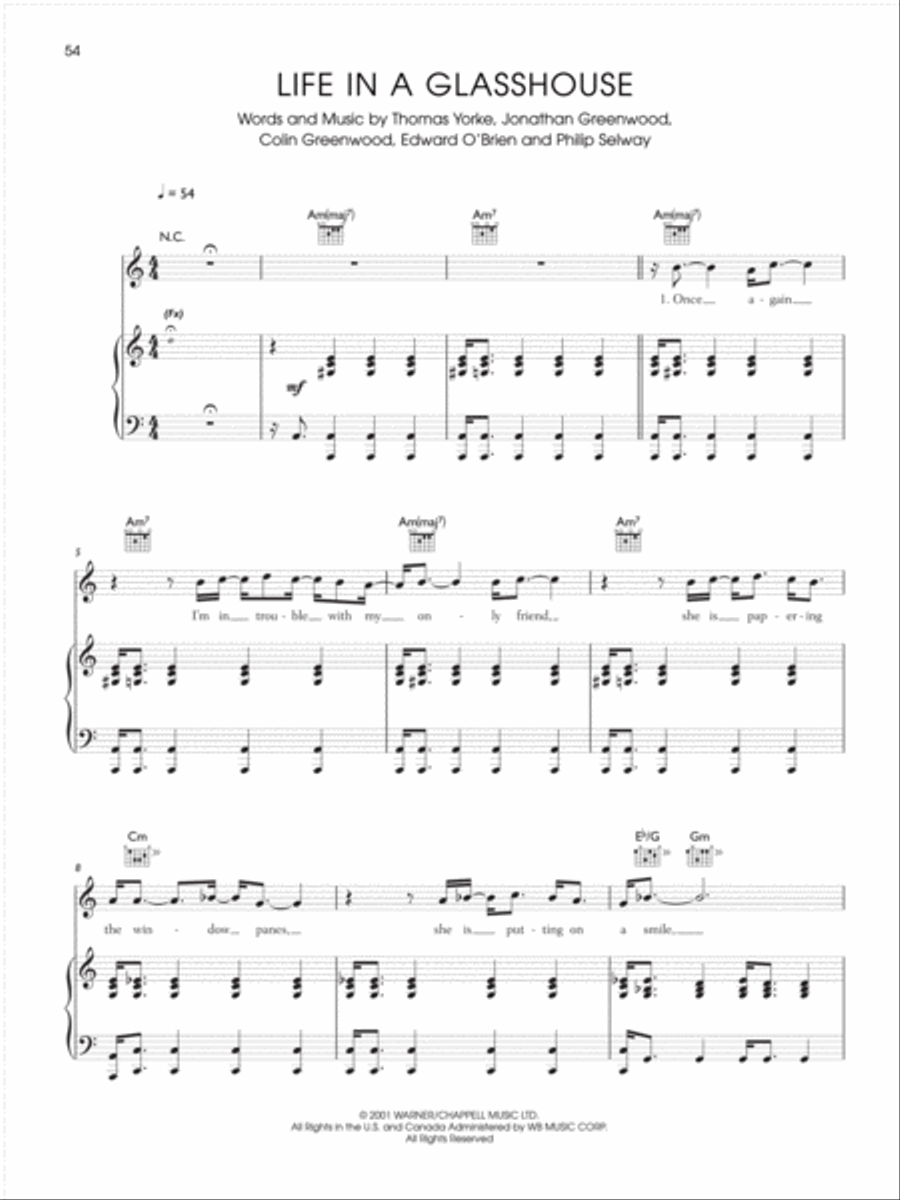 Life In a Glasshouse Piano, Vocal, Guitar scores gallery preview page 1