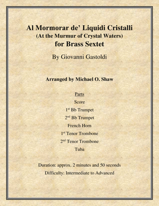 Al Mormorar de’ Liquidi Cristalli by Giovanni Gastoldi for Brass Sextet