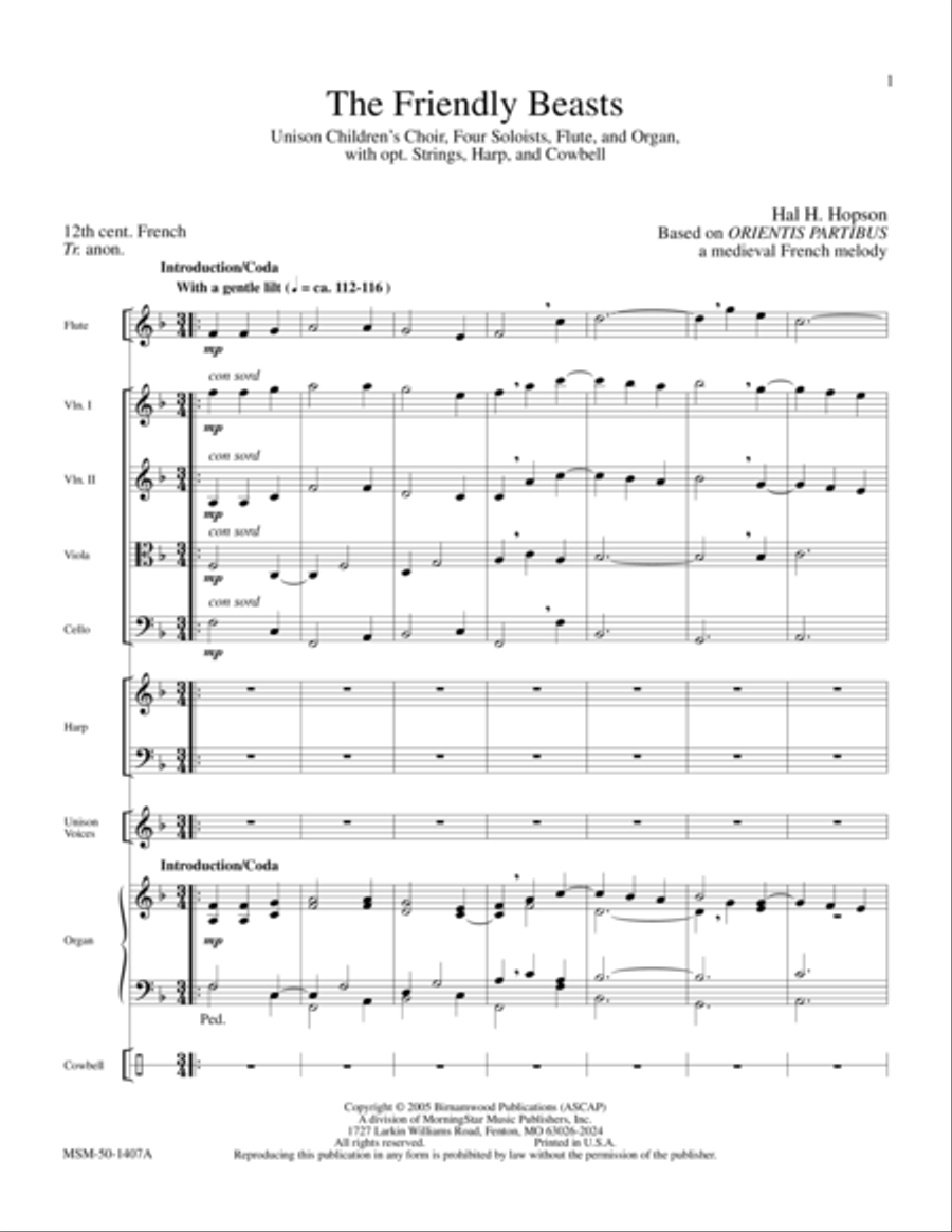 The Friendly Beasts Choir scores gallery preview page 1