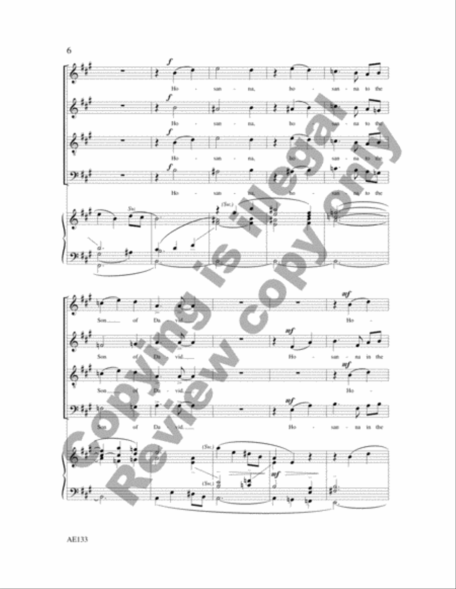 Hosanna to the Son of David 4-Part scores gallery preview page 7