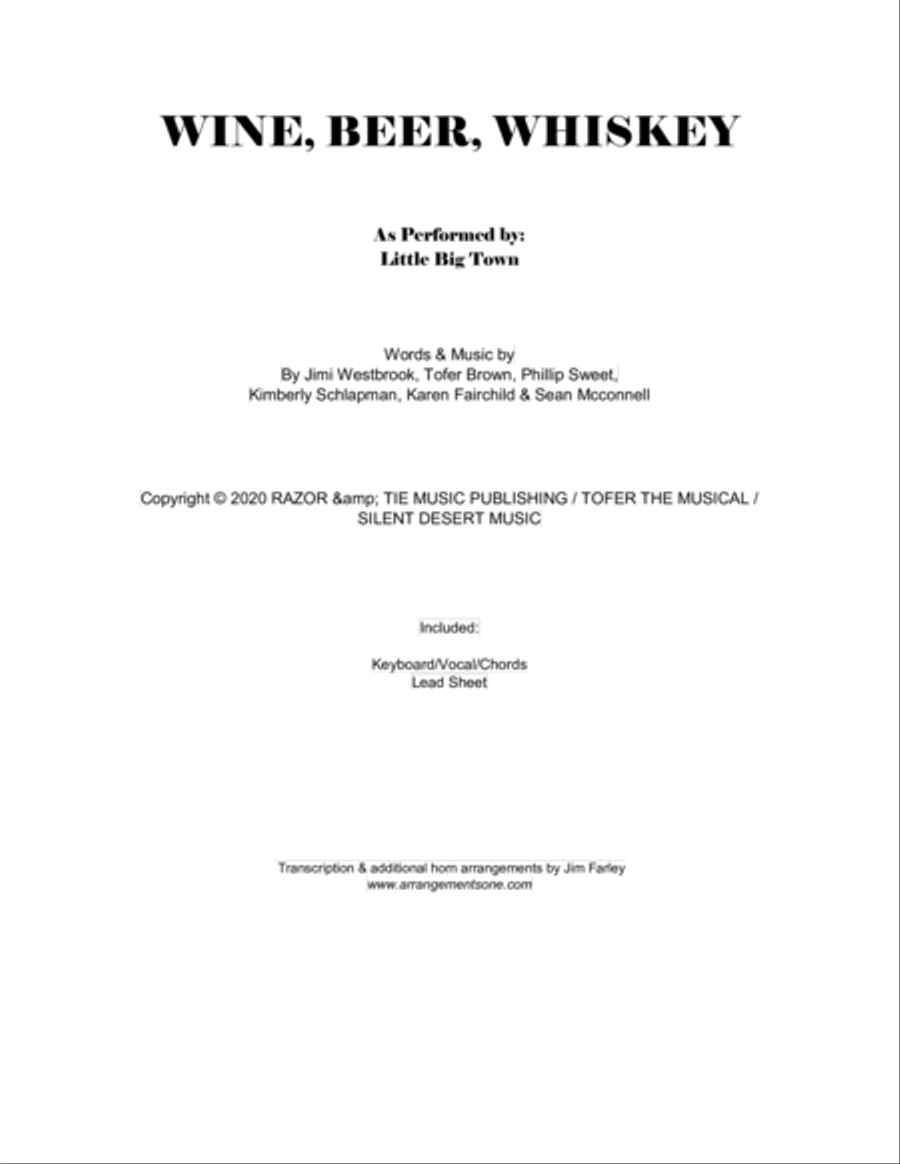 Wine, Beer Whiskey Voice scores gallery preview page 1