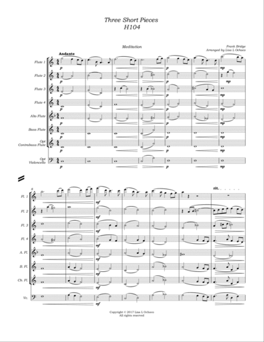 Three Short Pieces H104 for Flute Choir Flute Choir scores gallery preview page 5
