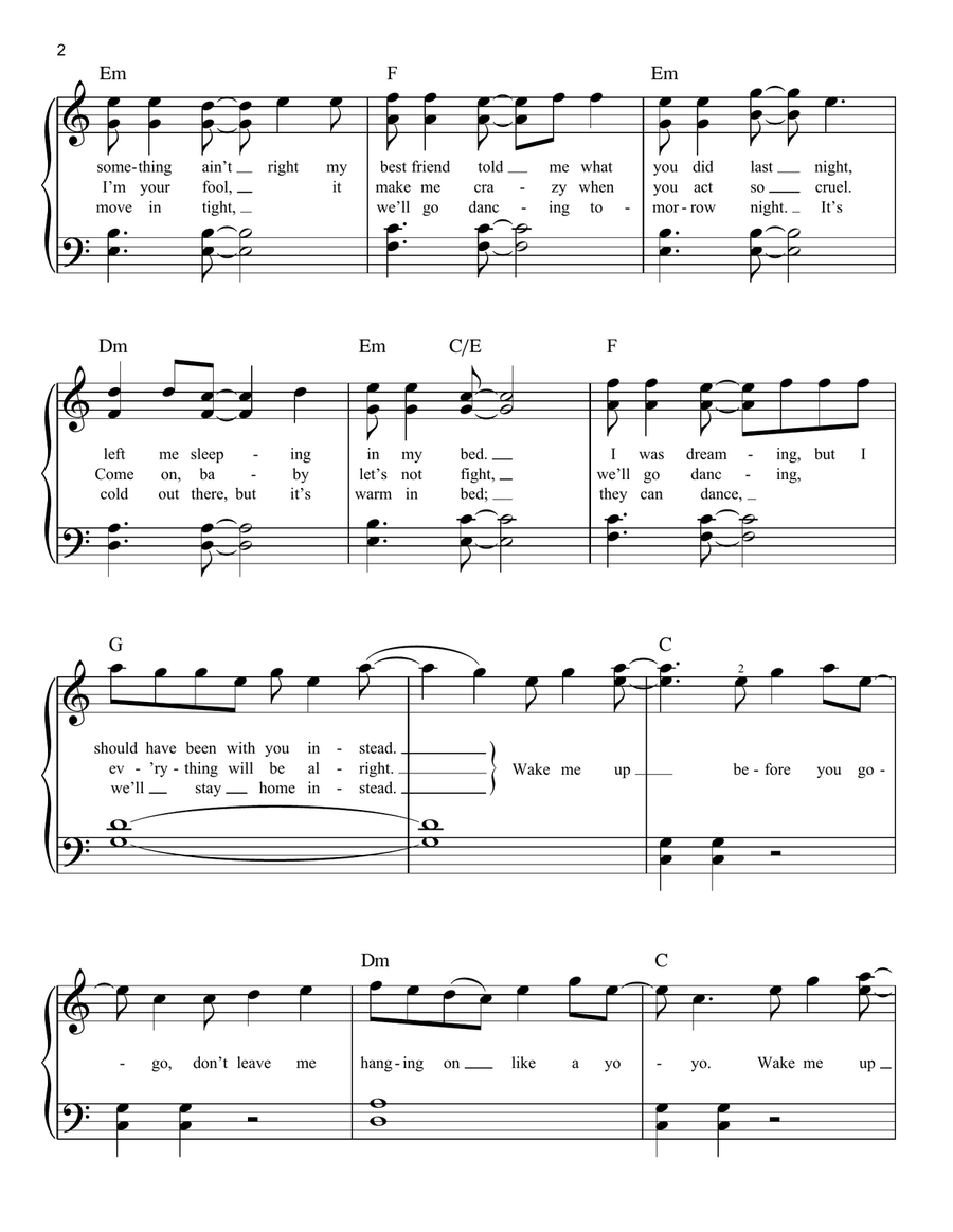 Wake Me Up Before You Go-Go Easy Piano scores gallery preview page 2