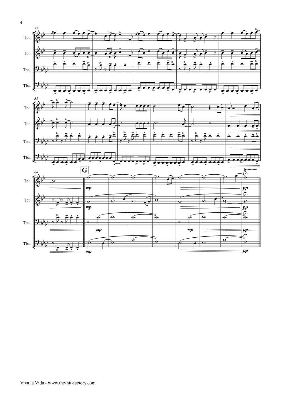 Viva La Vida Brass Ensemble scores gallery preview page 4
