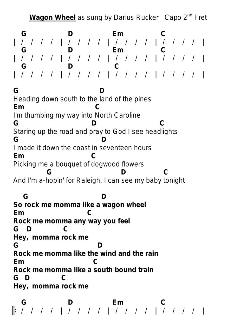 Wagon Wheel Guitar scores gallery preview page 1